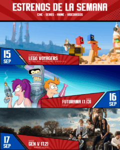 🎬 Estrenos de la semana del 15 al 19 de septiembre: cine, series y videojuegos imperdibles