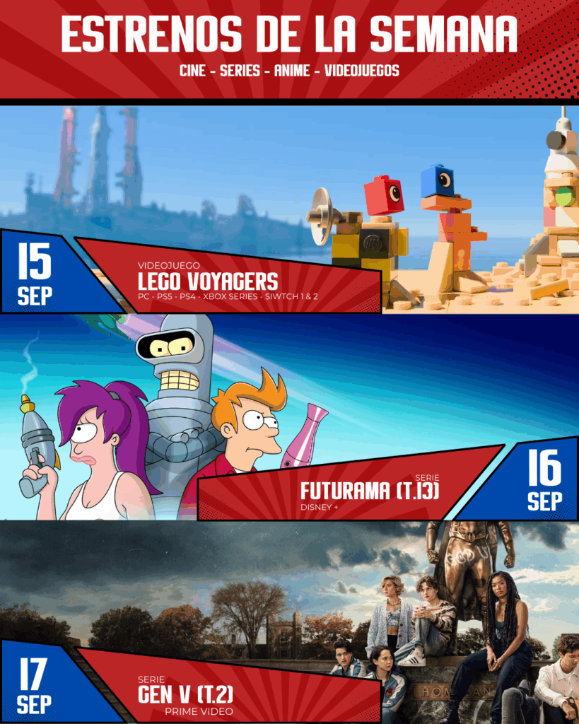 🎬 Estrenos de la semana del 15 al 19 de septiembre: cine, series y videojuegos imperdibles
