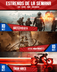 🎬 Estrenos de la Semana del 10 de Octubre 2025: Videojuegos, Cine y Anime que No Te Puedes Perder