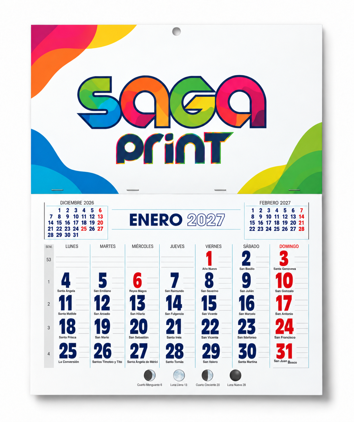 Calendario Pared con Faldilla